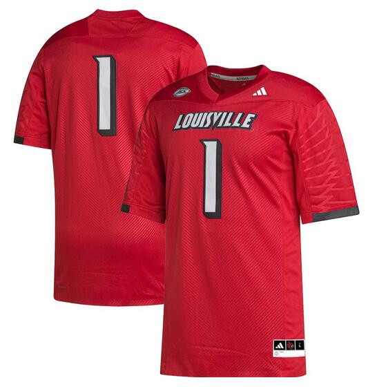 Men's Red Louisville Cardinals #1 Stitched Football Jersey